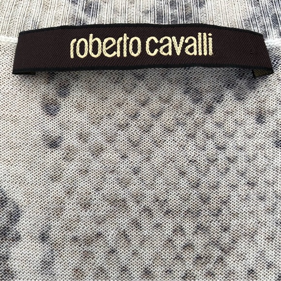 ⭐️ROBERTO CAVALLI⭐️Animal Snake Print Cashmere Silk Sweater Designer Blouse XS - Picture 13 of 15
